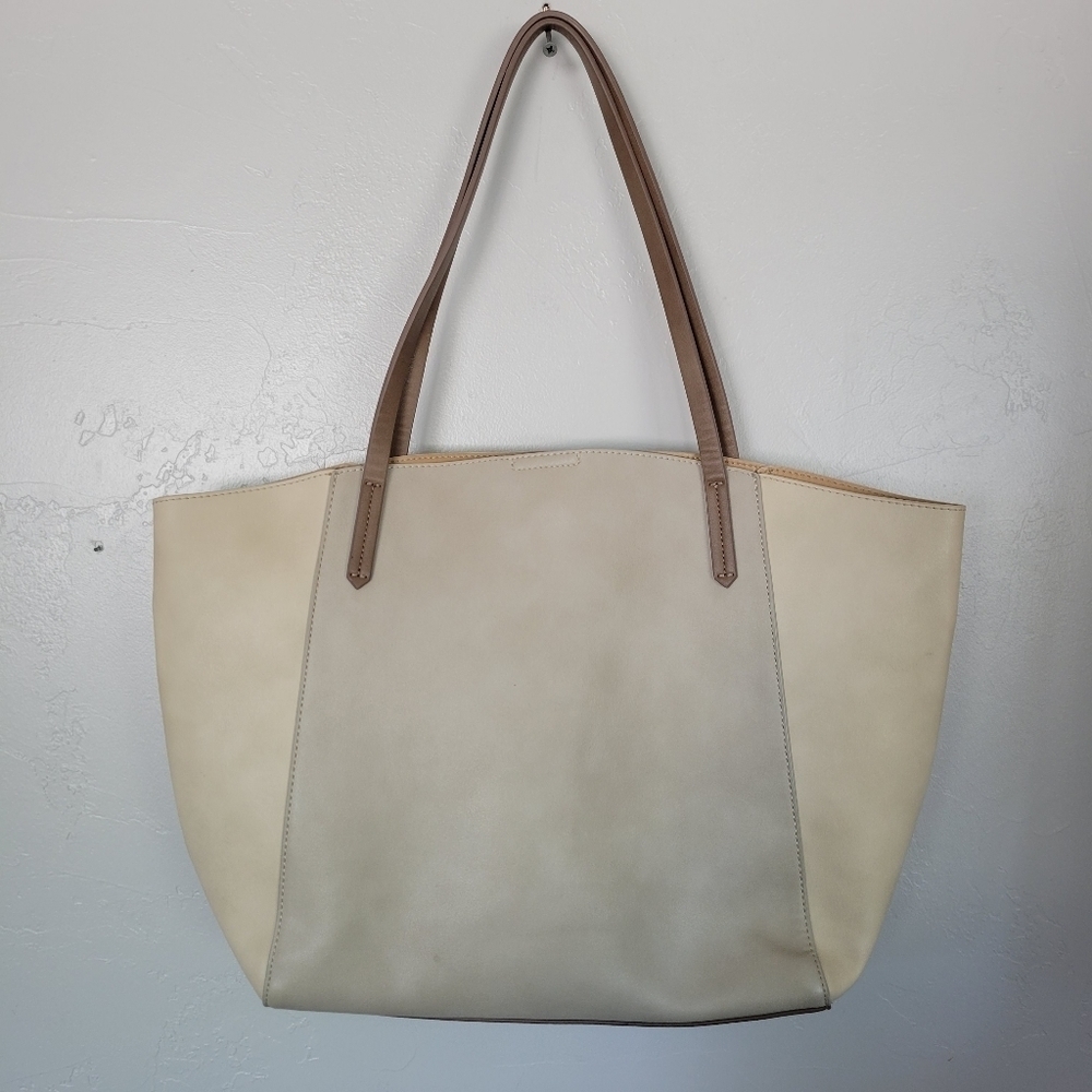 Bp. Faux Leather Tote Bag Shoulder Purse Handbag Beige Cream Neutral Color